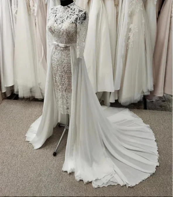 Roycebridal Roycebridal Beach Wedding Dresses with Detachable Train Chiffon Skirt Train Bridal Wedding Overskirt Bride Skirt Train