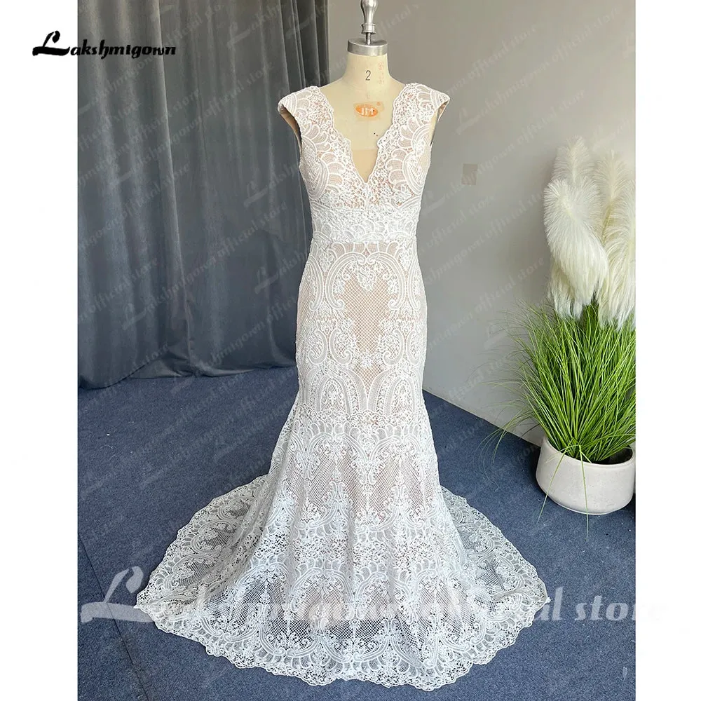 Roycebridal Roycebridal Boho Lace Behemian Mermaid Wedding Dress Robe Civil Country Bridal Gowns Sexy Backless Lace robe mariage femme