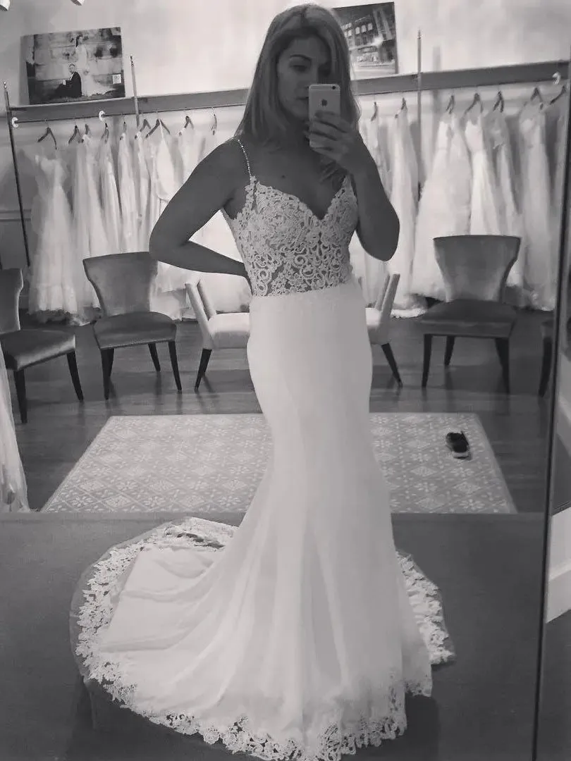 Roycebridal V Neck Mermaid Wedding Dresses Lace Appliques Boho Wedding Dress Backless Sexy robe de mariee vestido de casamento