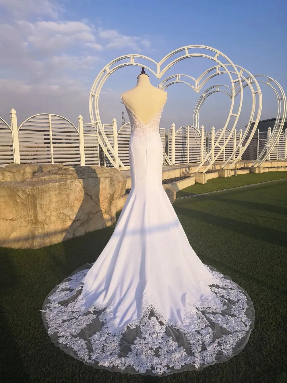 Roycebridal V Neck Mermaid Wedding Dresses Lace Appliques Boho Wedding Dress Backless Sexy robe de mariee vestido de casamento