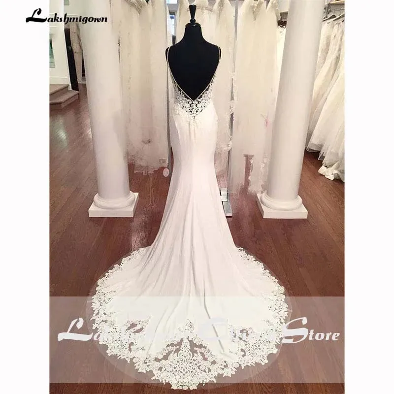 Roycebridal V Neck Mermaid Wedding Dresses Lace Appliques Boho Wedding Dress Backless Sexy robe de mariee vestido de casamento