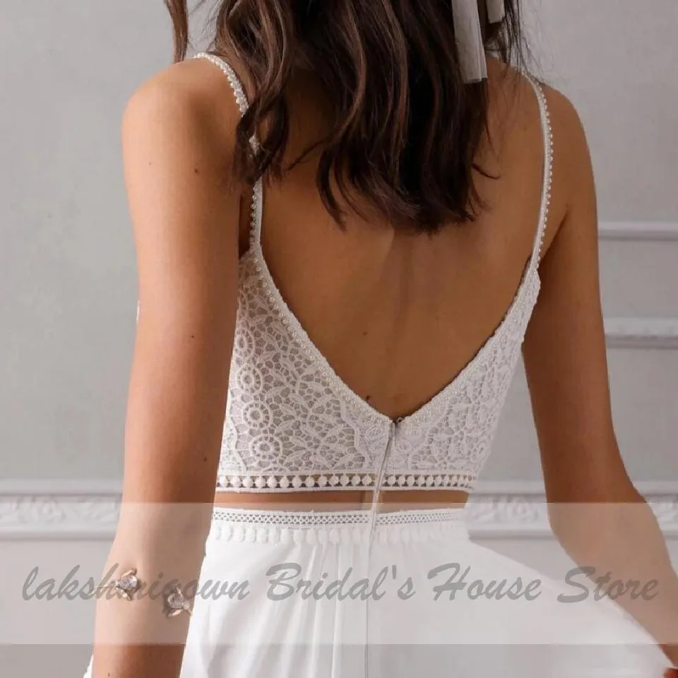 Roycebridal Vestidos Two Piece Wedding Dress for Chic Boho Bridal Reception Wedding Party Gowns Trouwjurk Lace Beach Wedding Dresses