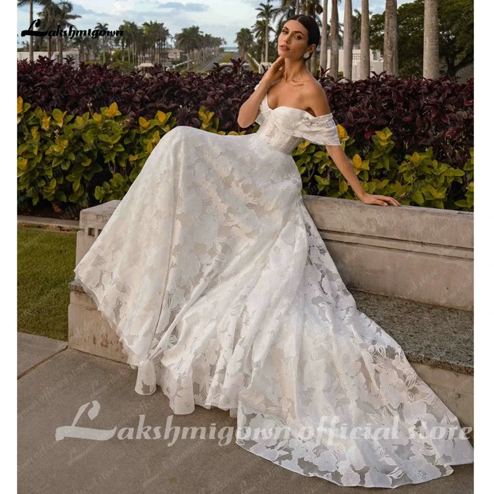 Roycebridal Vintage Lace Bridal Boho Wedding Gowns Sweetheart A Line Wedding Dress Off The Shoulder Robe boheme abito sposa