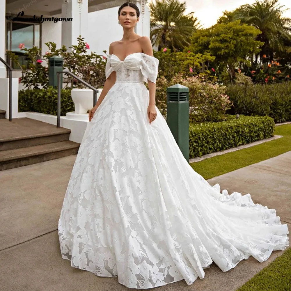 Roycebridal Vintage Lace Bridal Boho Wedding Gowns Sweetheart A Line Wedding Dress Off The Shoulder Robe boheme abito sposa