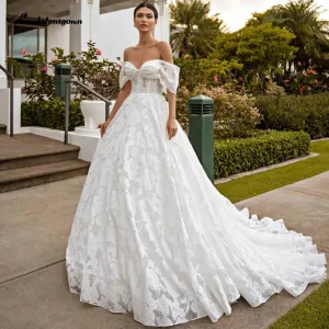 Roycebridal Vintage Lace Bridal Boho Wedding Gowns Sweetheart A Line Wedding Dress Off The Shoulder Robe boheme abito sposa