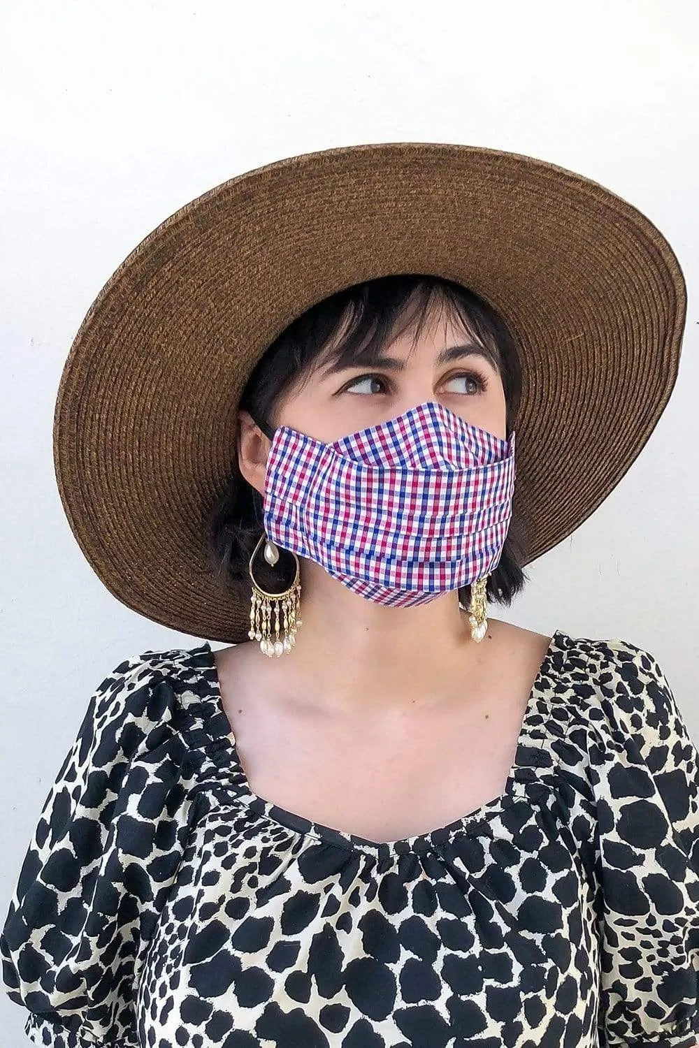 Safely Sip Mask in Rainbow Palms Print