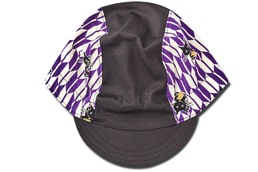 Sashiko Arrow and Cats PURPLE Cycling Cap