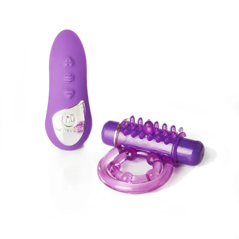 Sensuelle Remote Control 15 Function Rechargeable Bullet Ring - Purple
