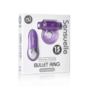 Sensuelle Remote Control 15 Function Rechargeable Bullet Ring - Purple
