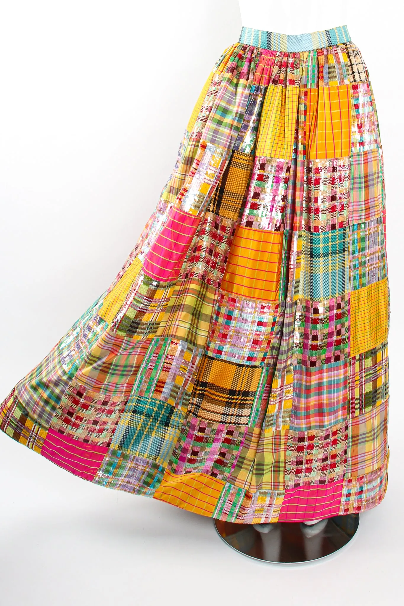 Sequin Silk Patchwork Ball Skirt