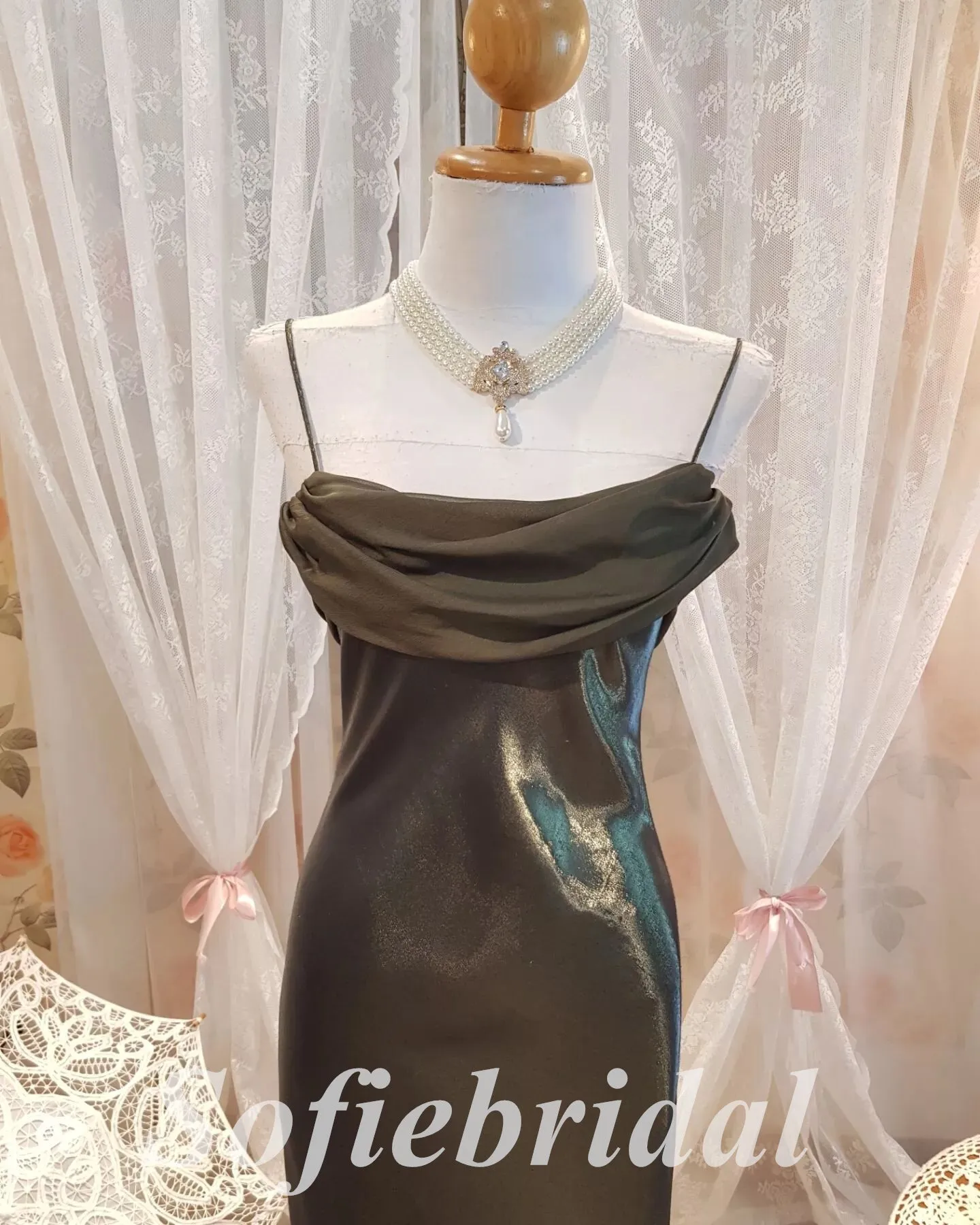 Sexy Spaghetti Straps Elastic Satin Sleeveless Mermaid Long Prom Dresses, PD0853