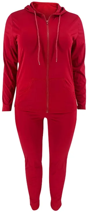 shuxiu Women's Sexy Solid Color 2-Piece Cap Zipper top and Rubber Pants Set