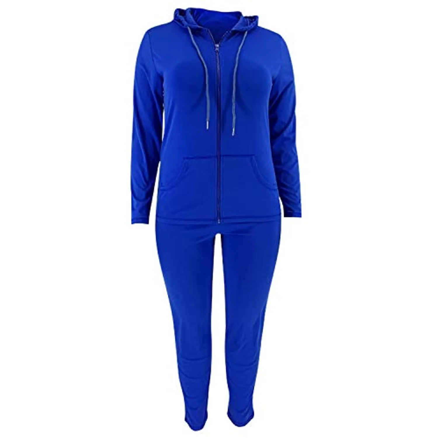 shuxiu Women's Sexy Solid Color 2-Piece Cap Zipper top and Rubber Pants Set