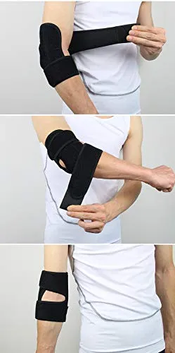 SKUDGEAR Adjustable Elbow Support Brace, Perfect Strap Sleeve for Pain Relief, Sports, Gym Workout for both Men and Women (Free Size)