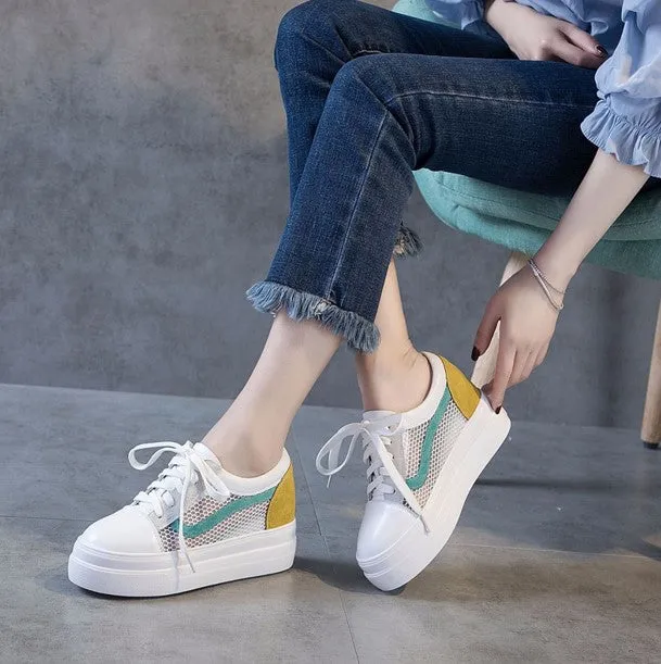 Small Size Soft Mesh Lace Thick Sole Sneakers AS84