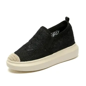 Small Size Thick Sole Lace Mesh Espadrilles GS163