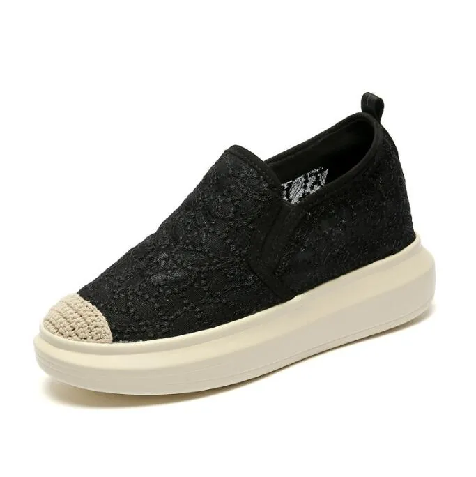 Small Size Thick Sole Lace Mesh Espadrilles GS163
