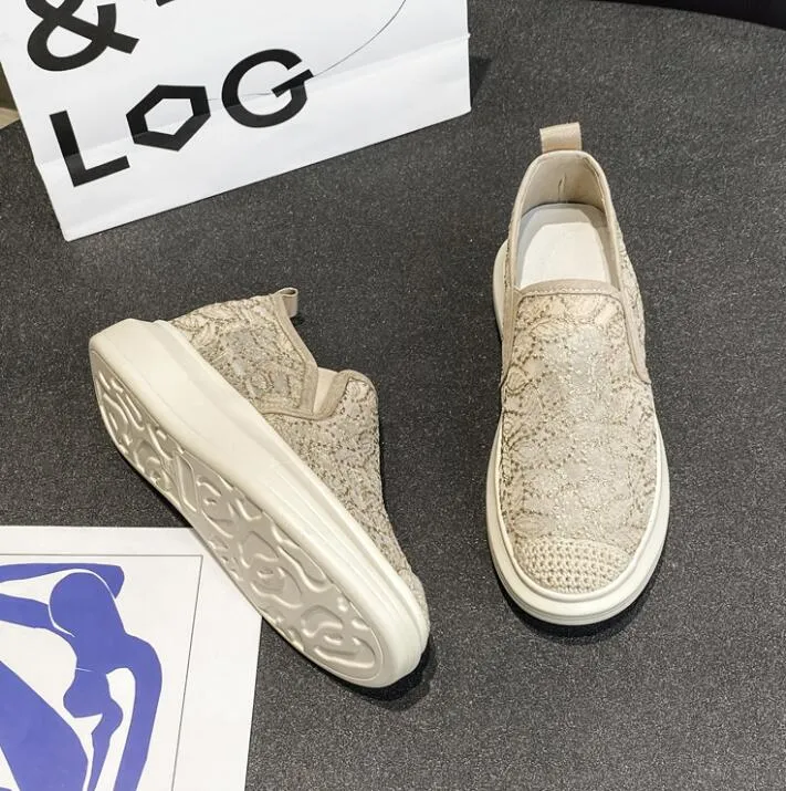 Small Size Thick Sole Lace Mesh Espadrilles GS163