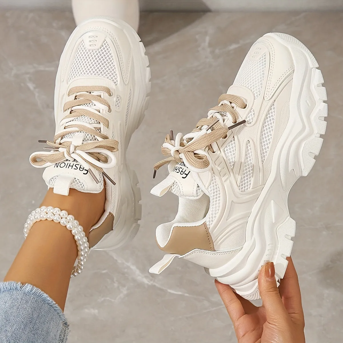 Solea Luxe™ | Women's Thick Sole Mesh Sneakers | Breathable Material, Lightweight Design & Comfortable Fit