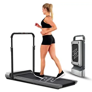 SPARNOD FITNESS STH-3050 5.5 HP Peak Motorised Under Desk Walking Pad Treadmill for Home Use Pre-Installed with Interactive LED Display, Foot Sensing Speed Control, Remote and App Control (Black)