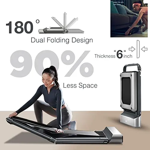 SPARNOD FITNESS STH-3050 5.5 HP Peak Motorised Under Desk Walking Pad Treadmill for Home Use Pre-Installed with Interactive LED Display, Foot Sensing Speed Control, Remote and App Control (Black)
