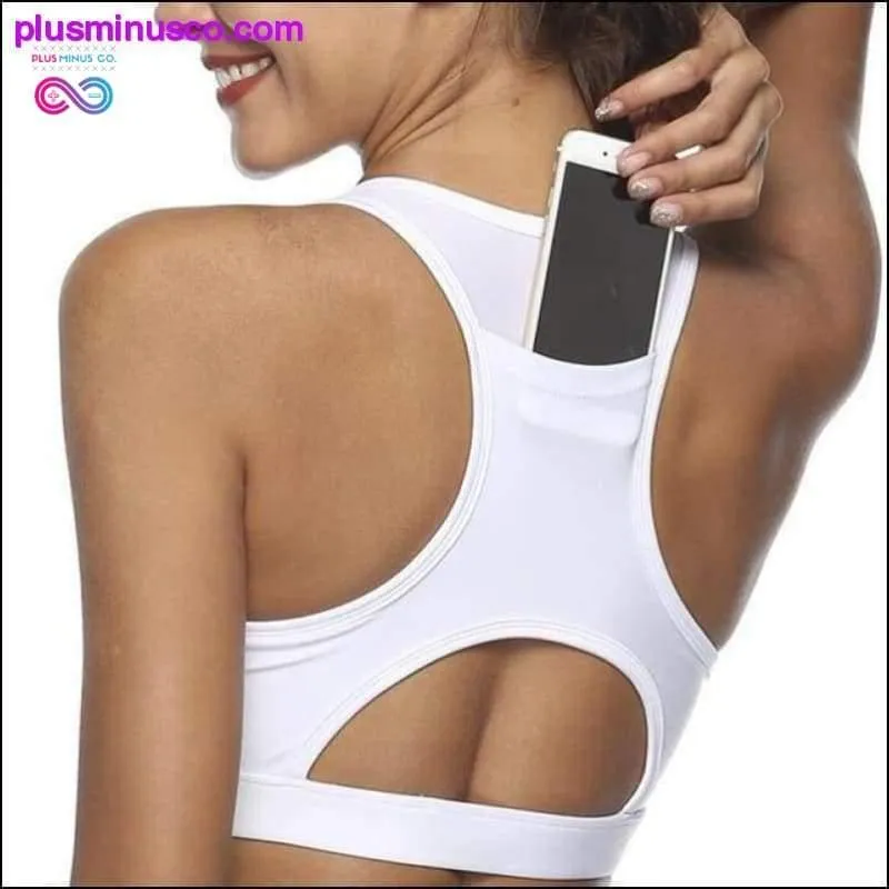 Sports Bra with Phone Back Pocket Medium Impact Racerback