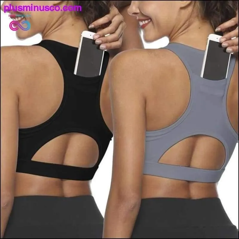 Sports Bra with Phone Back Pocket Medium Impact Racerback