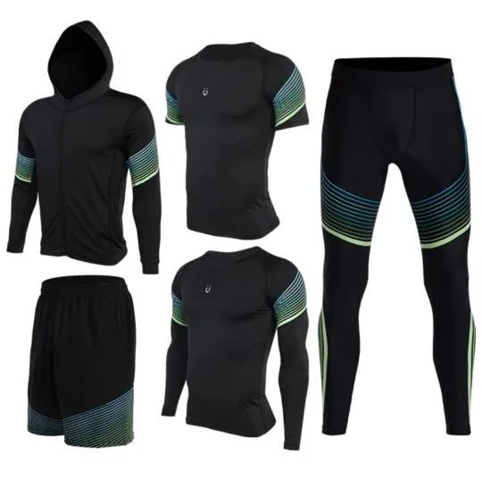 Sports Suit Men's Running Compression Tights Set Fitness Basketball Workout Jogging Suits Gym Sportswear 2-5pcs