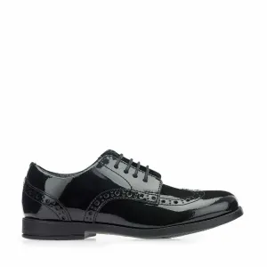 Start Rite Brogue Pri Black Patent Lace-up School Shoes