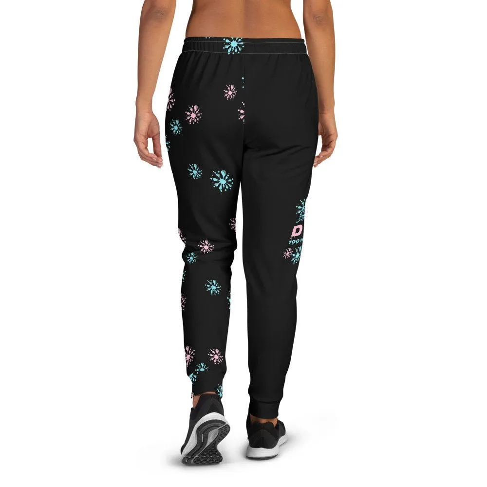 STFU Drip Too Hard Joggers - Pink & Blue on Black