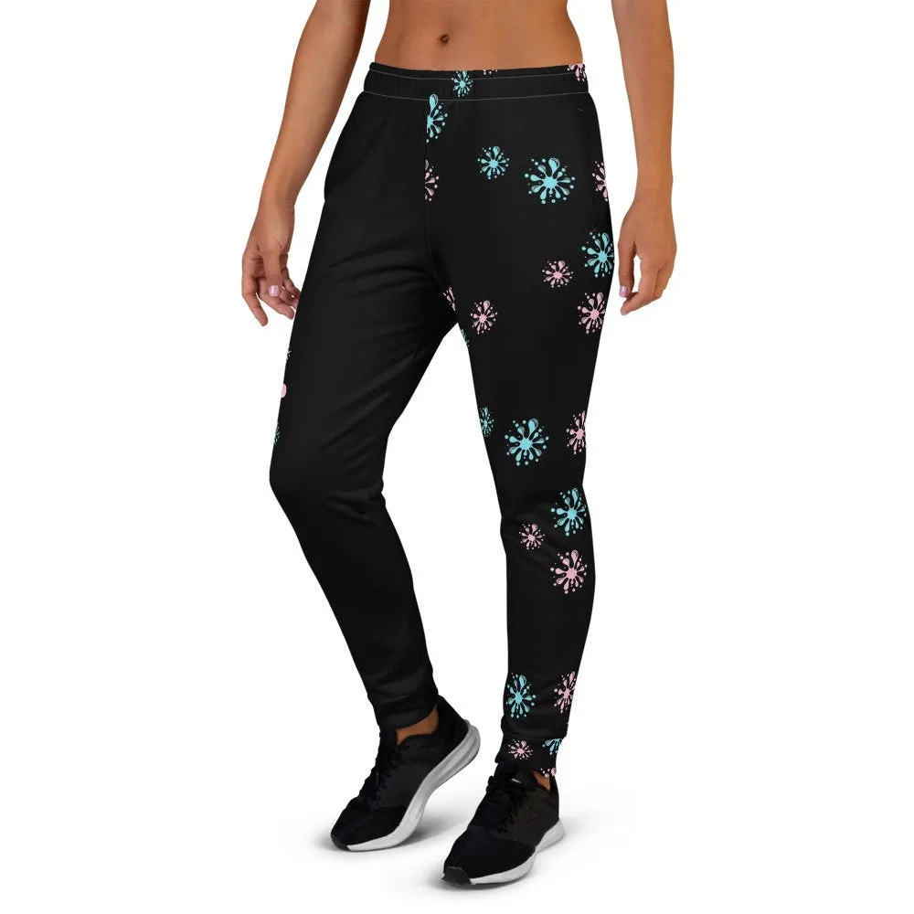 STFU Drip Too Hard Joggers - Pink & Blue on Black