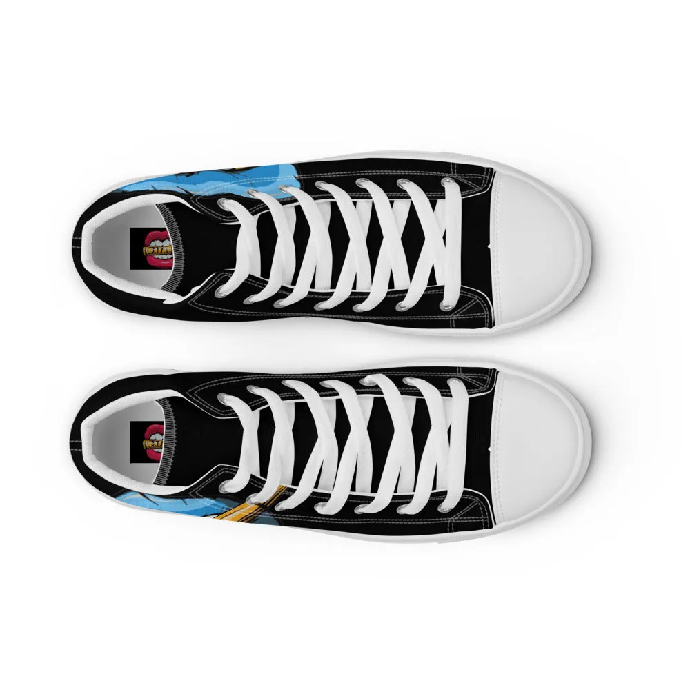 STFU Ice Blue Logo Men’s High Top Canvas Shoes