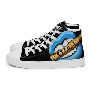 STFU Ice Blue Logo Men’s High Top Canvas Shoes