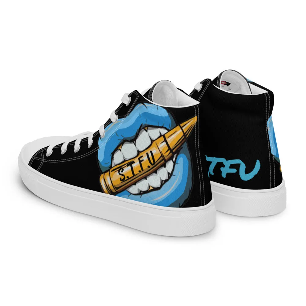 STFU Ice Blue Logo Men’s High Top Canvas Shoes