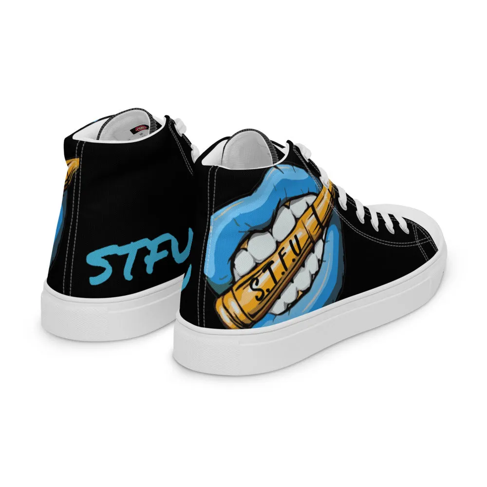 STFU Ice Blue Logo Men’s High Top Canvas Shoes