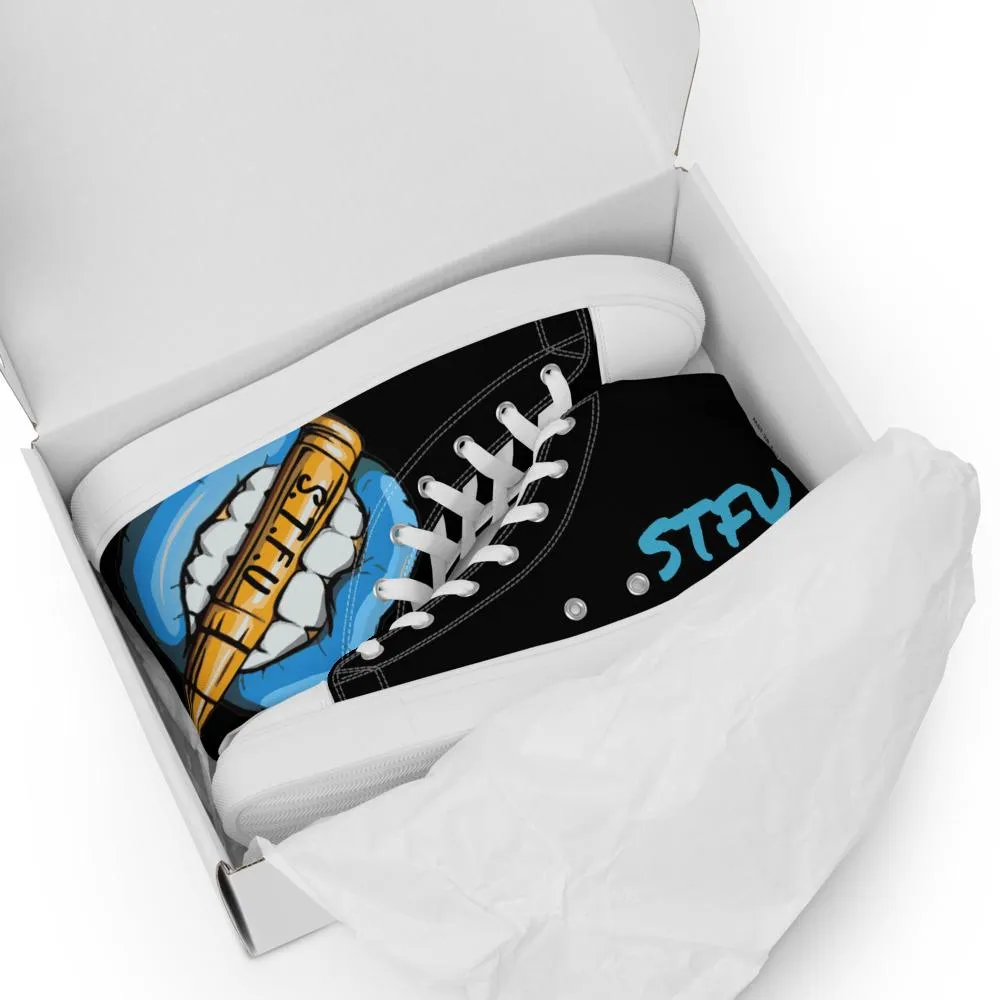 STFU Ice Blue Logo Men’s High Top Canvas Shoes