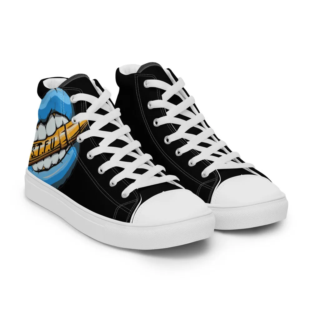STFU Ice Blue Logo Men’s High Top Canvas Shoes
