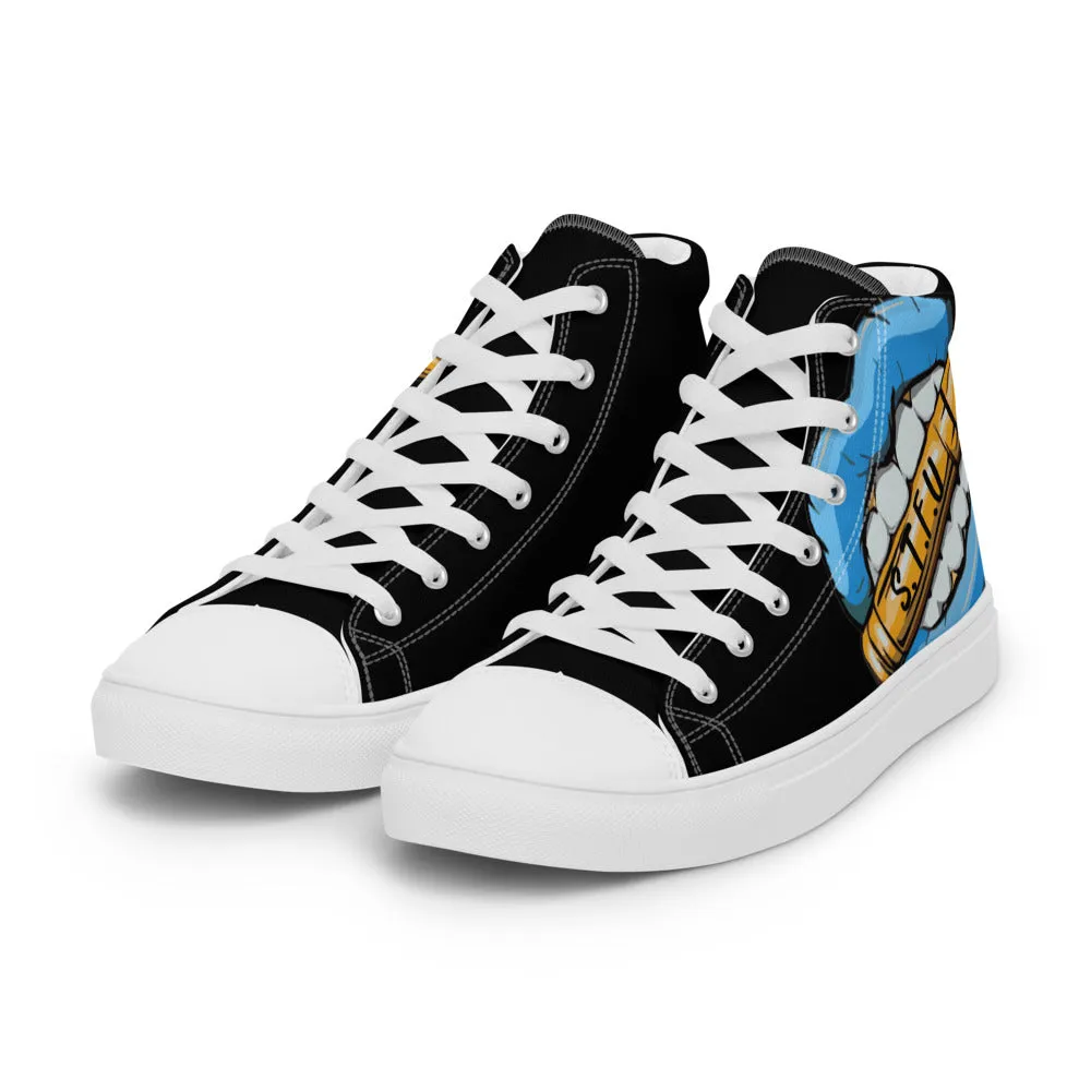 STFU Ice Blue Logo Men’s High Top Canvas Shoes