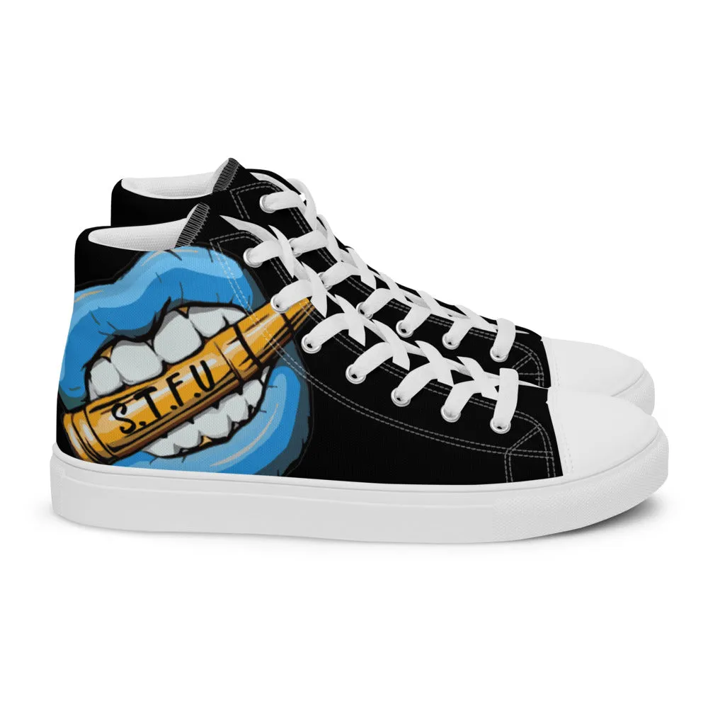 STFU Ice Blue Logo Men’s High Top Canvas Shoes