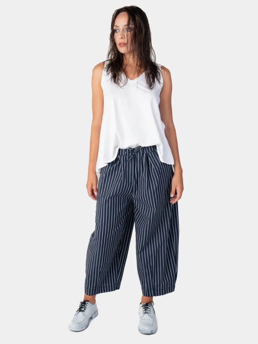 Striped Elastic Waist Culotte