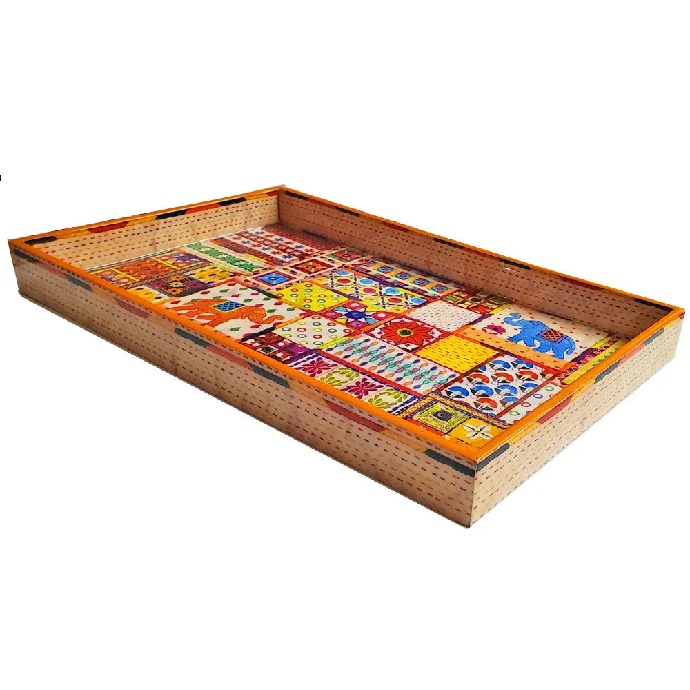 Sui Dhaaga Arnate Collage Laminated Wood Tray