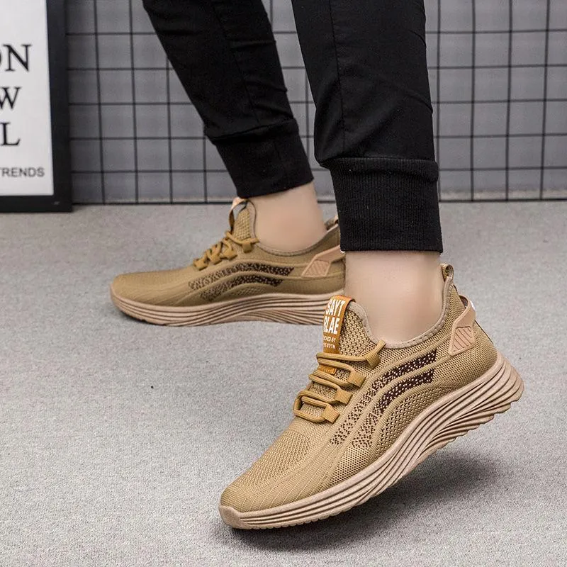 Summer Men's Shoes Fly Woven Comfortable Breathable Sports Shoes Running Shoes All-match Casual Shoes Men