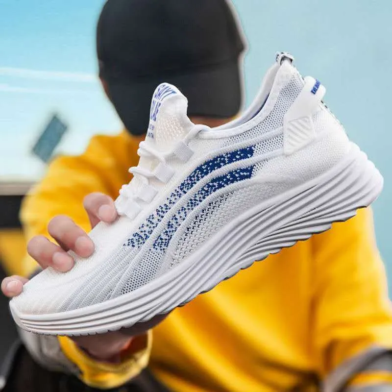 Summer Men's Shoes Fly Woven Comfortable Breathable Sports Shoes Running Shoes All-match Casual Shoes Men