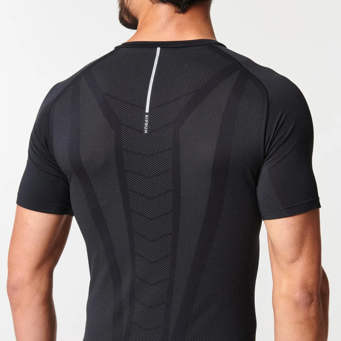 T-shirt de running sans couture homme - kiprun run 500 confort skin noir