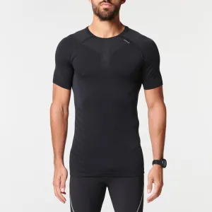 T-shirt de running sans couture homme - kiprun run 500 confort skin noir
