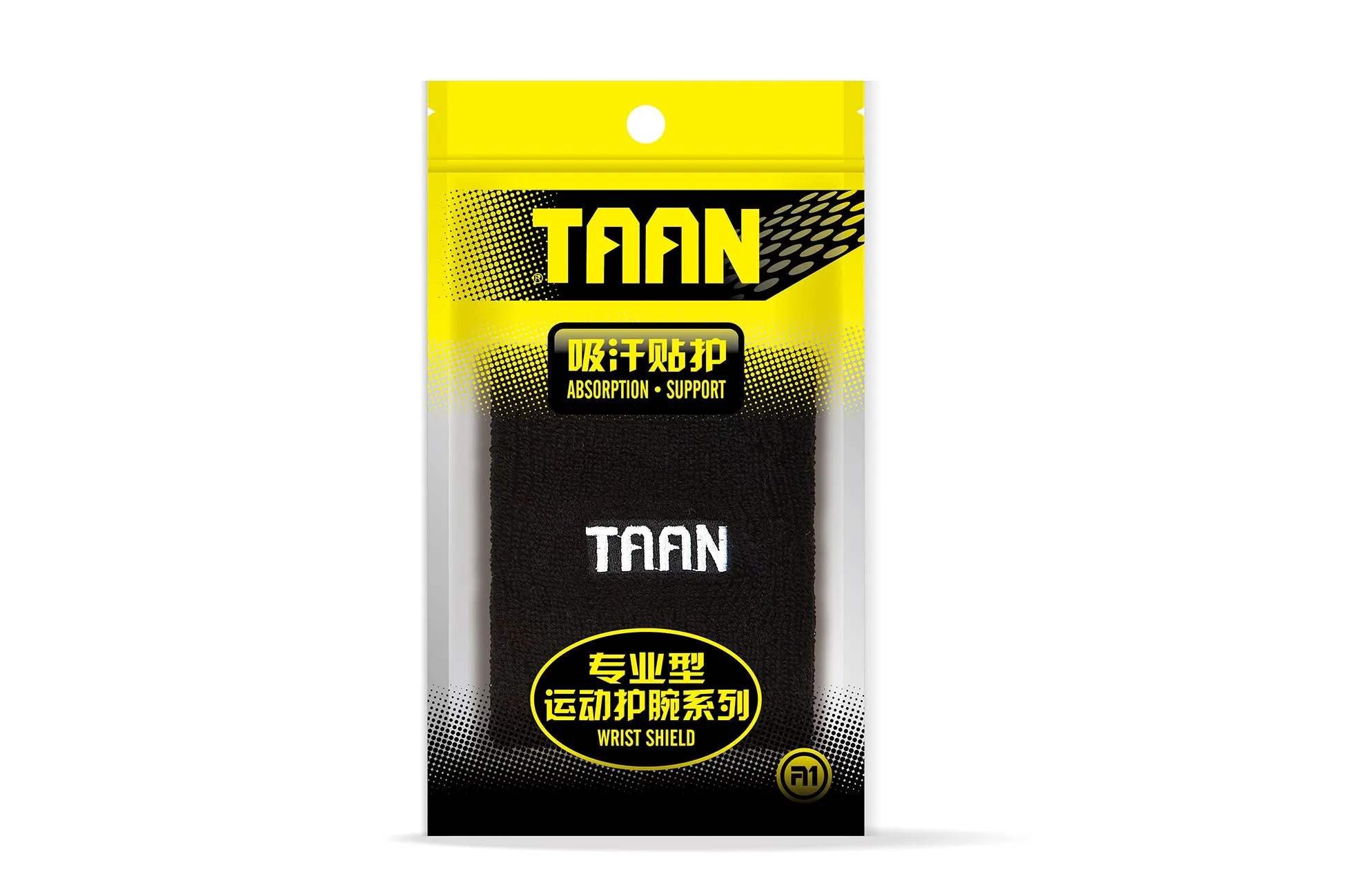 TAAN - Long sweat proof wrist band Black Badminton/Tennis/Sports