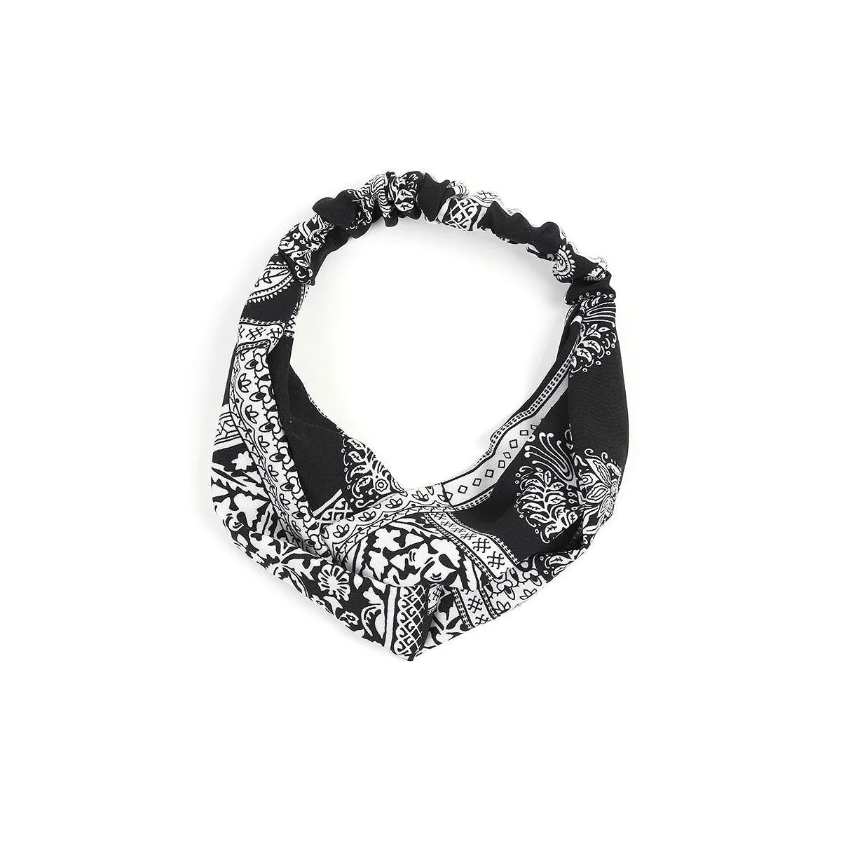 The Bandana Headband in White on Black