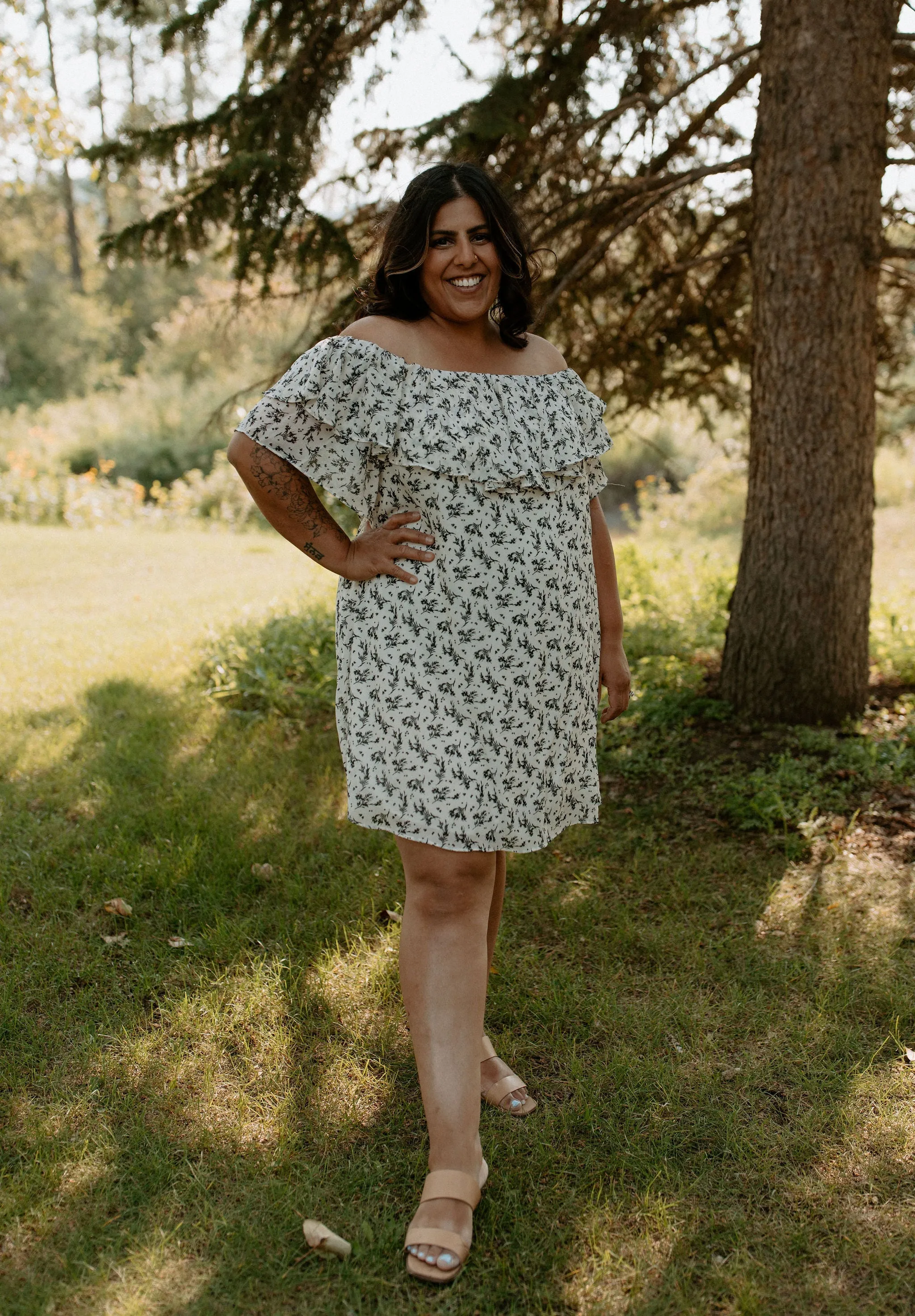 The Cordelia Off the Shoulder Mini Dress - White - PLUS