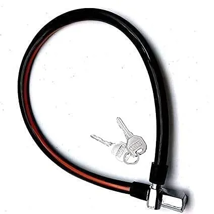 Top Team Heavy Duty, Multipurpose Use Cycle, Bike, Helmet Cable Lock with 2 Keys, Polished Finish