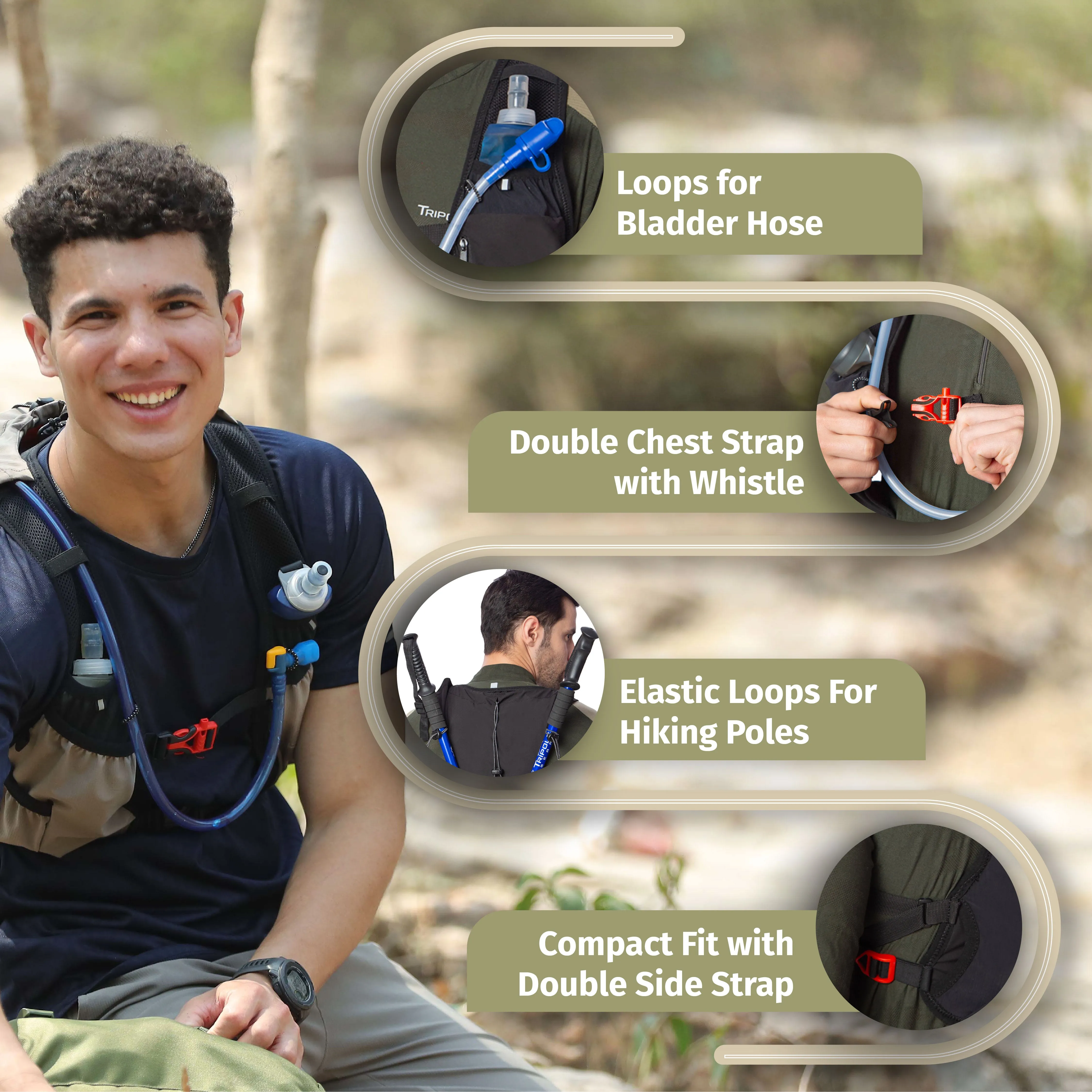 Tripole Voir Hydration Bag with 2L Hydration Bladder for Trail Running and Cycling | 5 Litres | Black